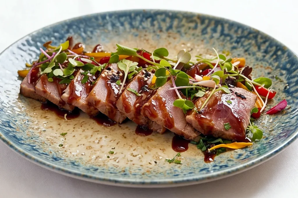 Lomito Ibérico de Bellota servido en Restaurante Raíces Málaga